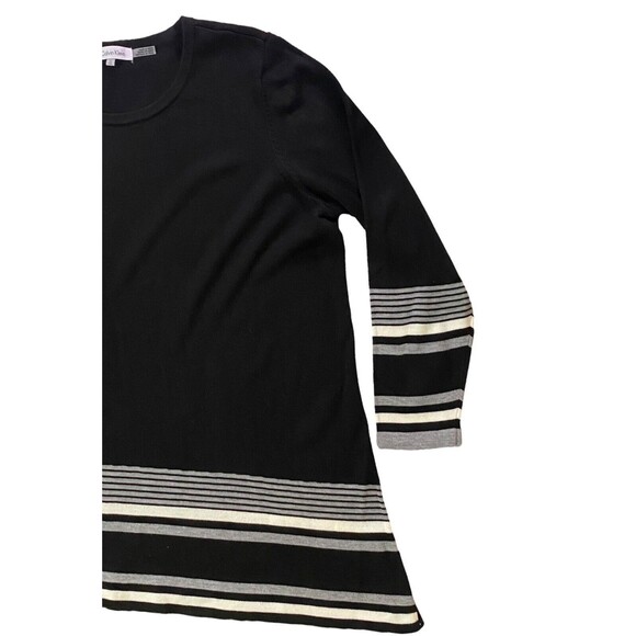 Calvin Klein Asymmetrical Striped Split Side Hem Pullover Crewneck Sweater Sz 1X - Picture 9 of 11